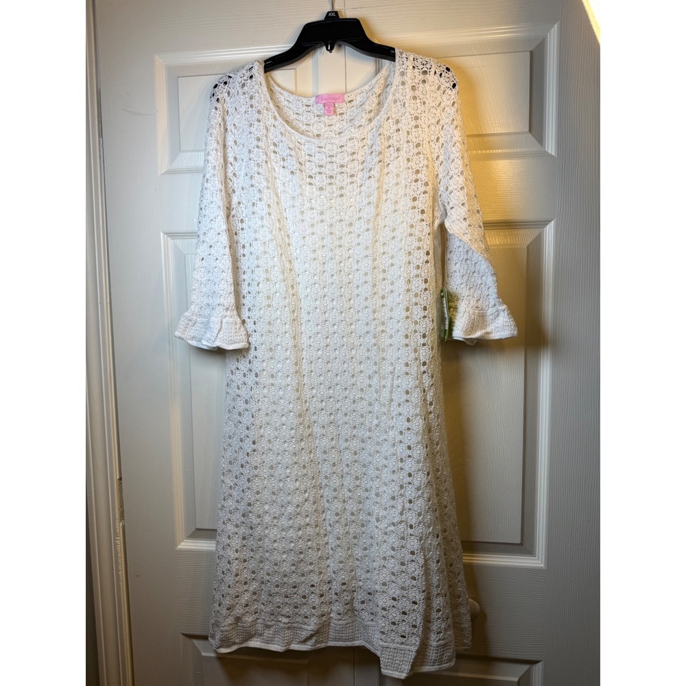Lilly Pulitzer Resort White Starboard Crochet Shauna Tunic Dress XL New